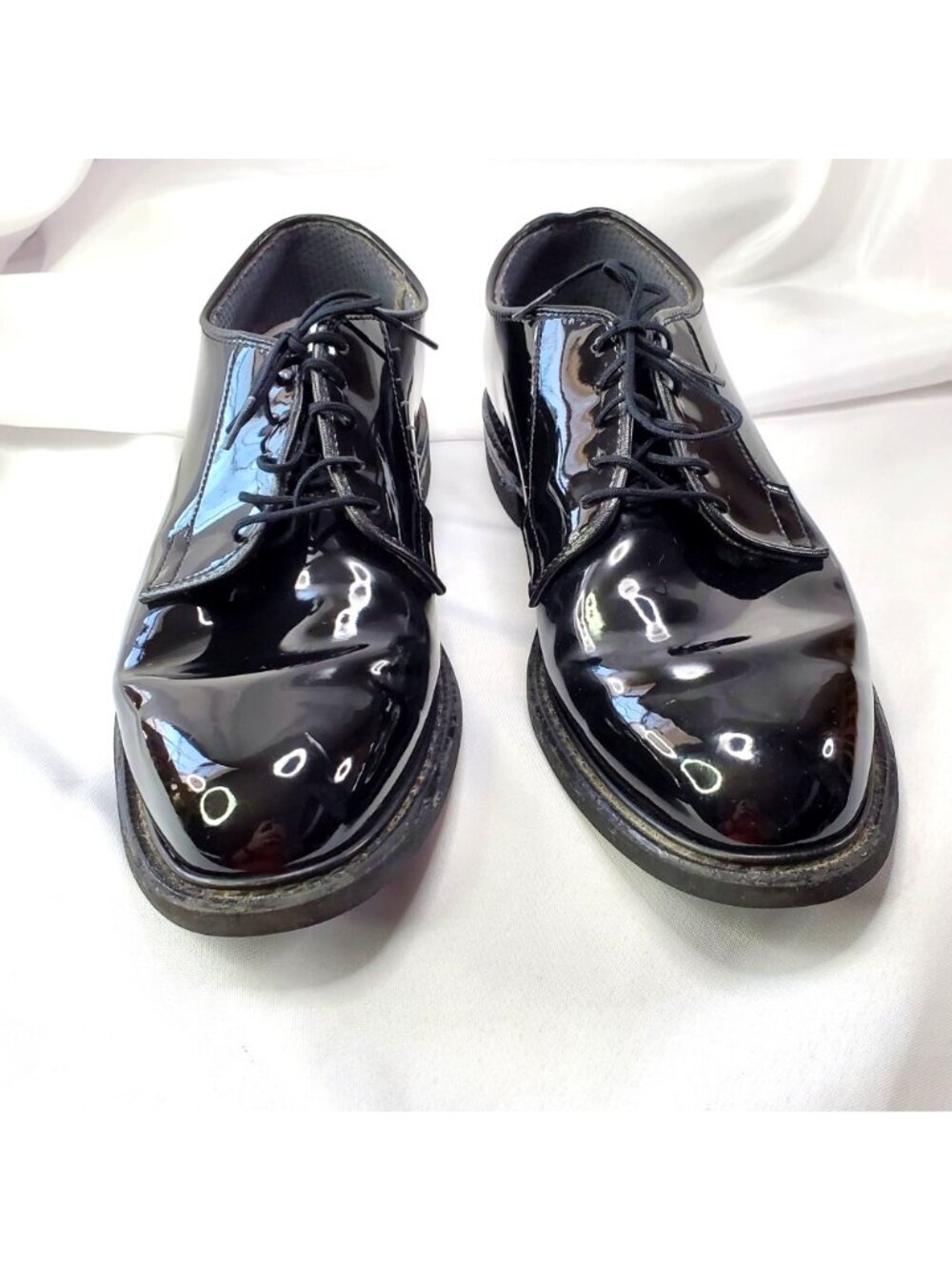 Bates High Gloss Black Oxford Dress Shoes Military Duty Mens 9.5E Vibram Leather - Picture 2 of 12